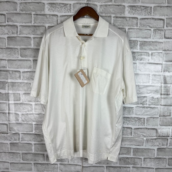 Gran Sasso Made in Italy Solid White Pocket Collared Polo Shirt Mens XL Cotton - Picture 1 of 9
